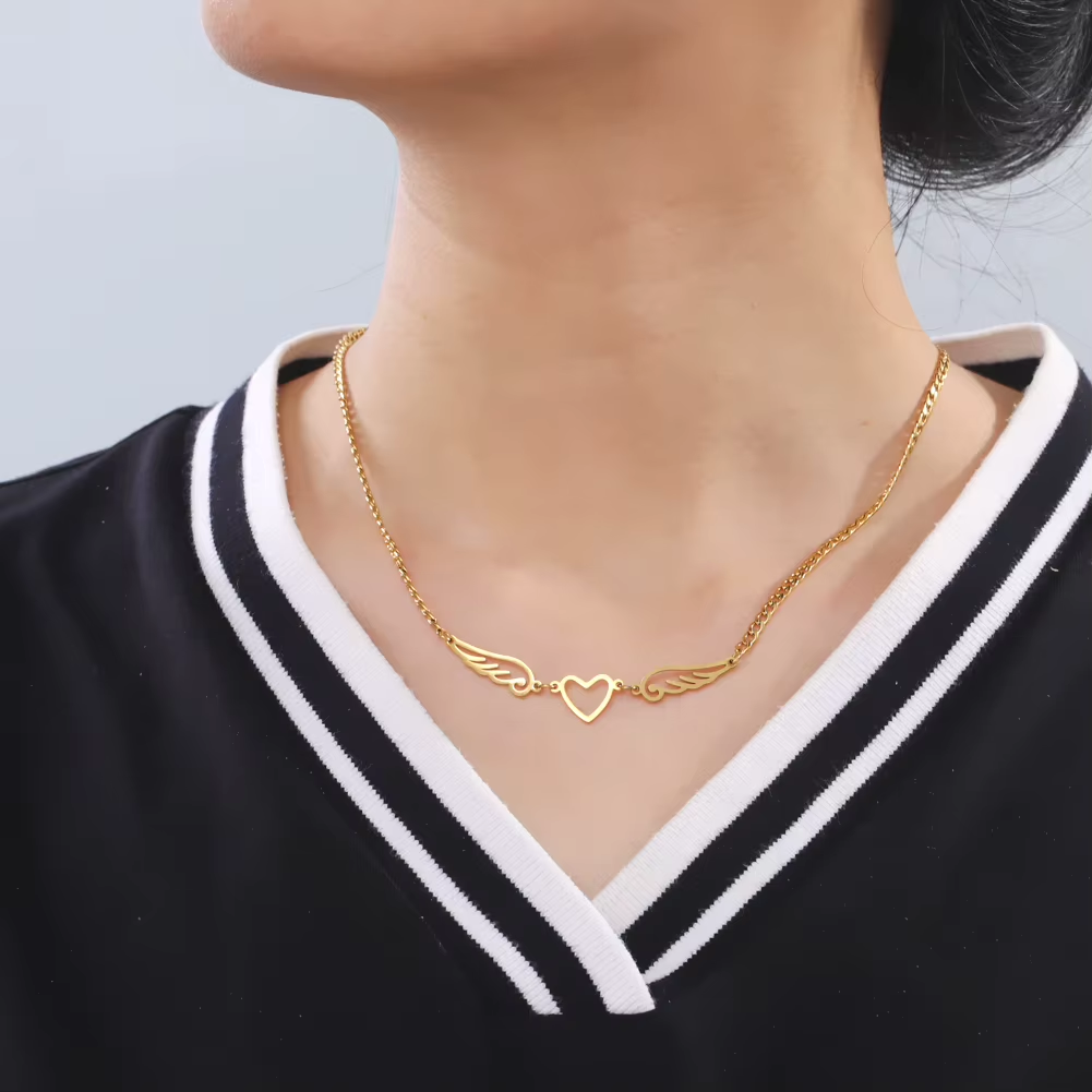 Collier Coeur Ailes d'Ange