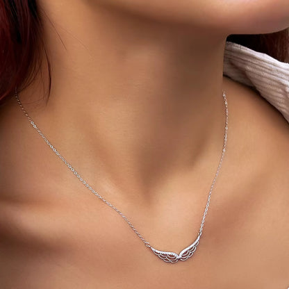 Collier Ailes d'Ange Femme en Argent vue porté