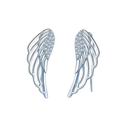 Boucles d'Oreilles Ailes d'Ange Zircons Argent