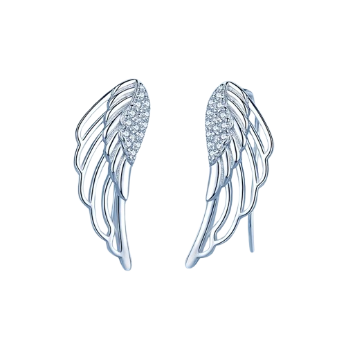 Boucles d'Oreilles Ailes d'Ange Zircons Argent