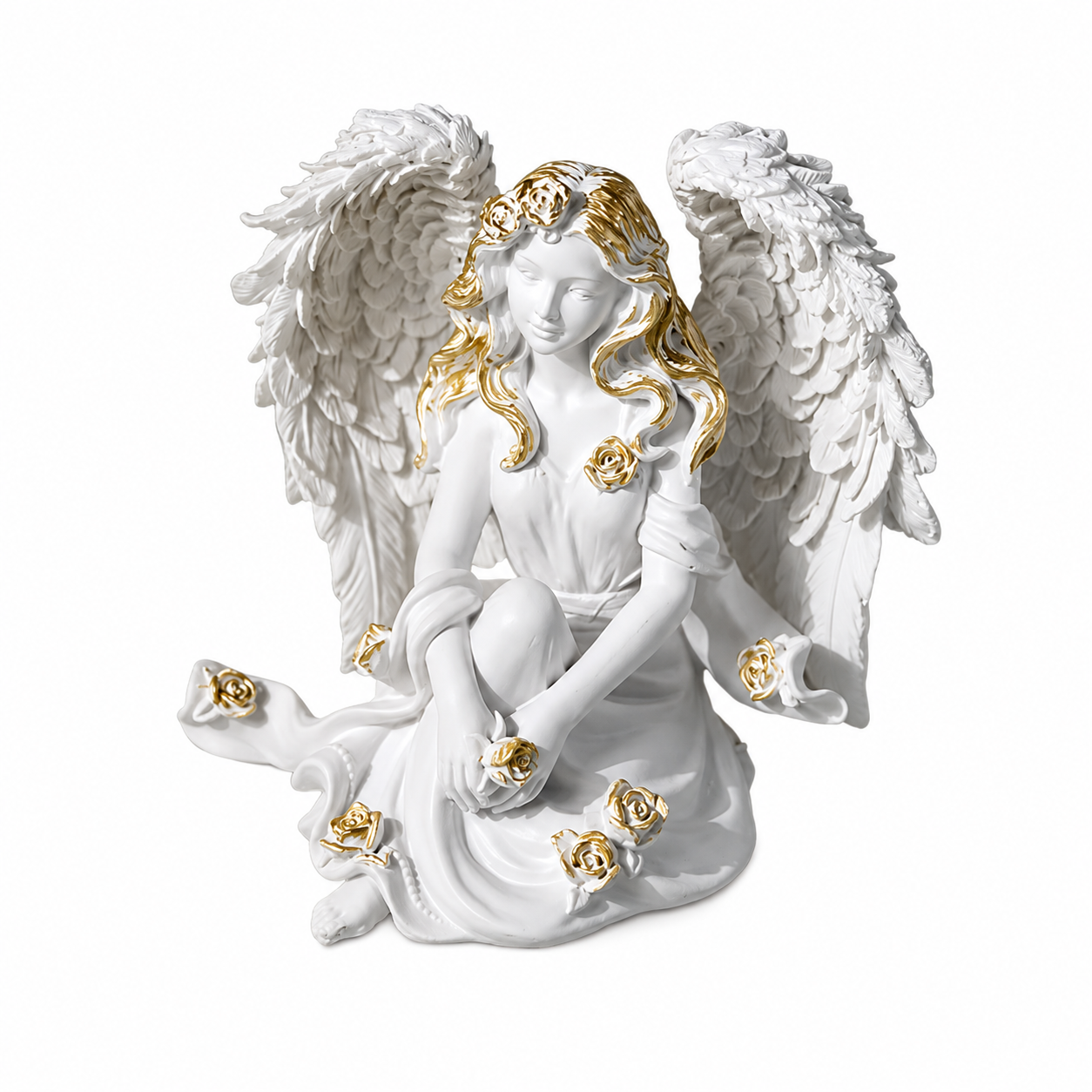 Statue Ange Elégante en Résine Blanche