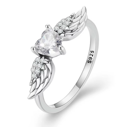 Bague Ailes d'Ange Scintillante en Argent avec zircon blanc