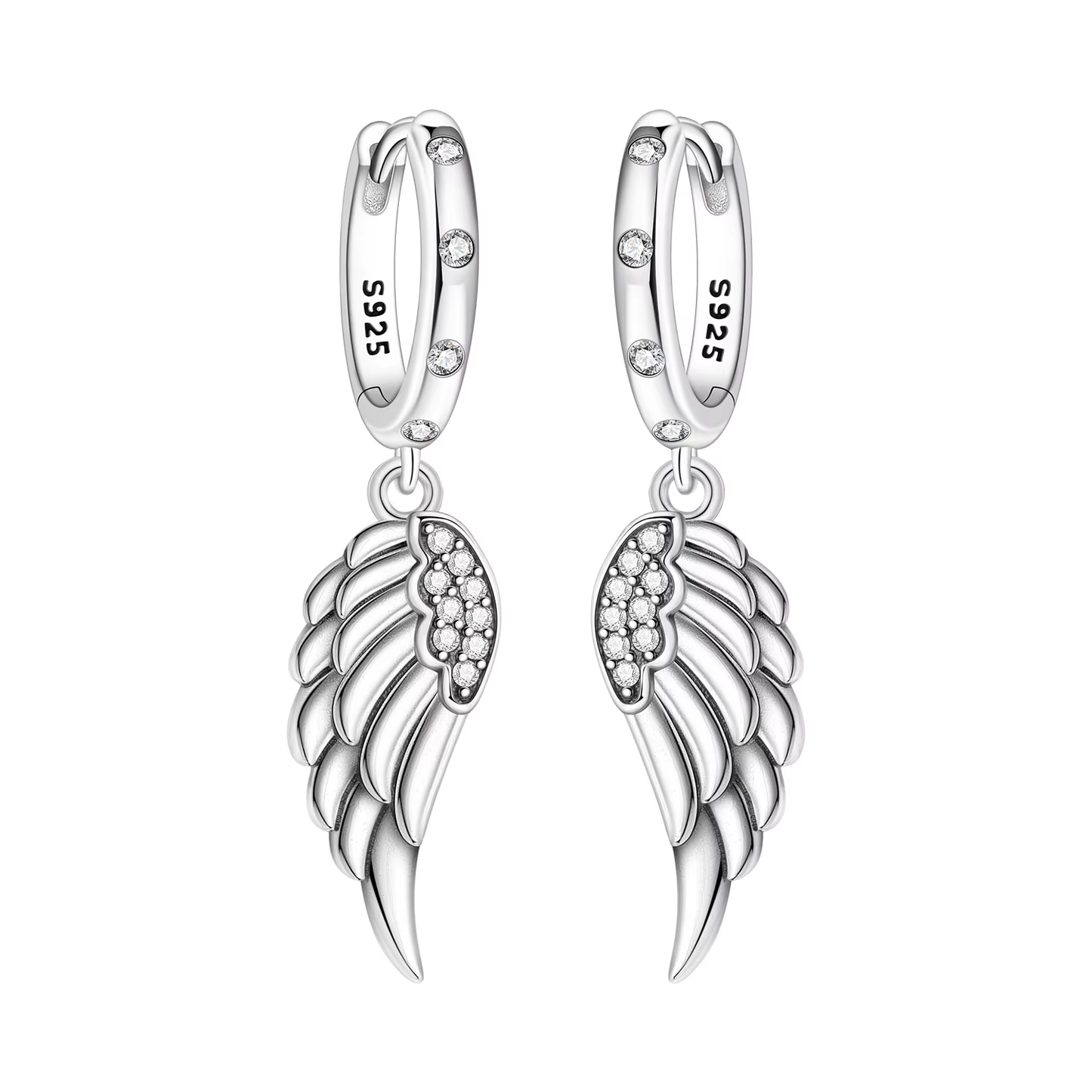 Boucles d'Oreilles Ailes d'Ange Pendantes
