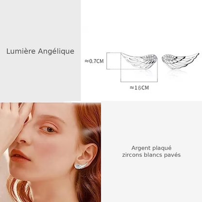 Boucles d'Oreilles Ailes d'Ange Zircons Argent