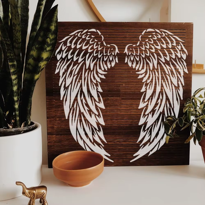Pochoir Ailes d'Ange Résultat sur bois