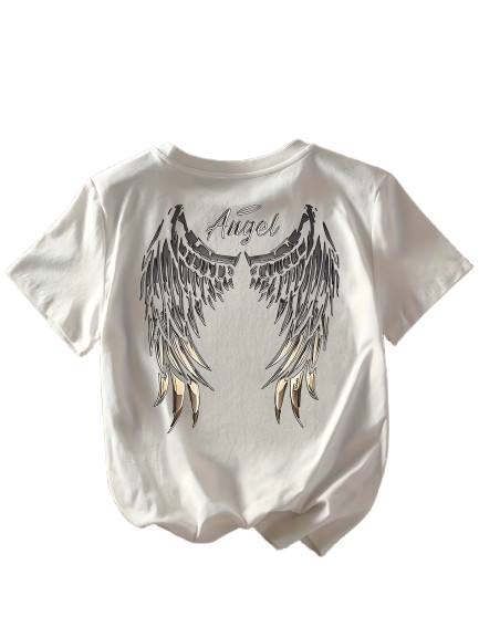 Tshirt Ailes d'Ange dans le Dos Blanc pour Femme vue de Dos