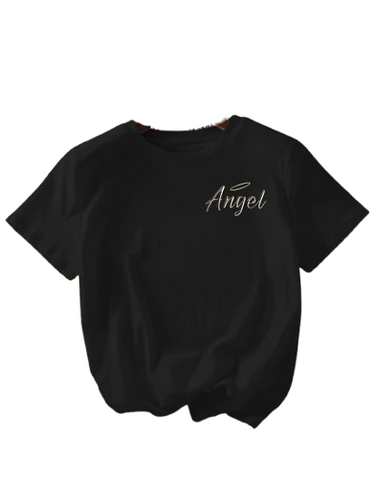 Tshirt Ailes d'Ange dans le Dos Noir pour Femme vue de Face