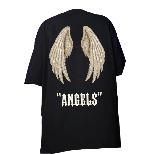T-shirt Ailes d'Ange dans le Dos Noir